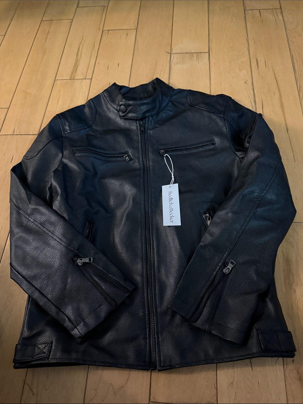 Men's Black Leather Bomber Jacket
